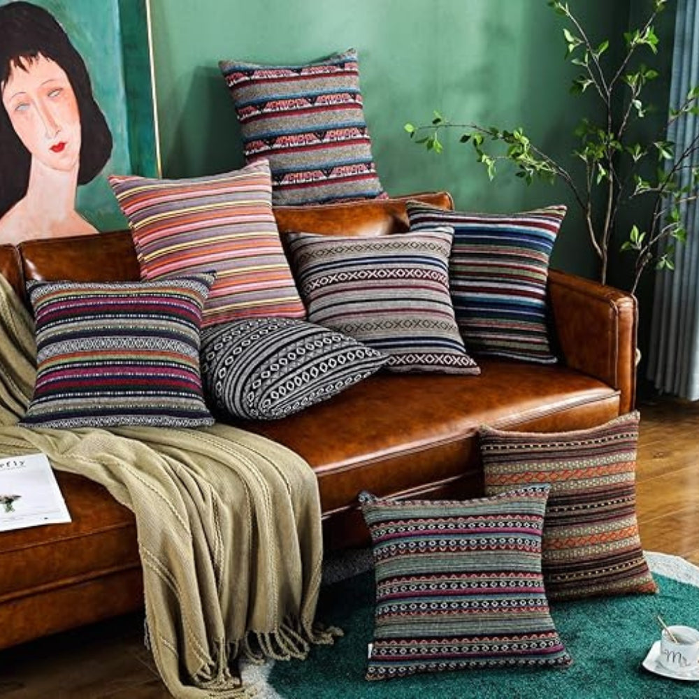 Woven Geometric Stripe Cushion Cover – image 1
