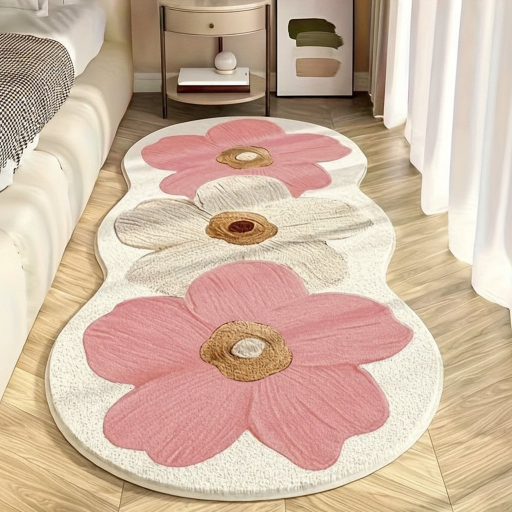 Floral Shaped Soft Bedroom Rug with Non-Slip Backing — product view 1