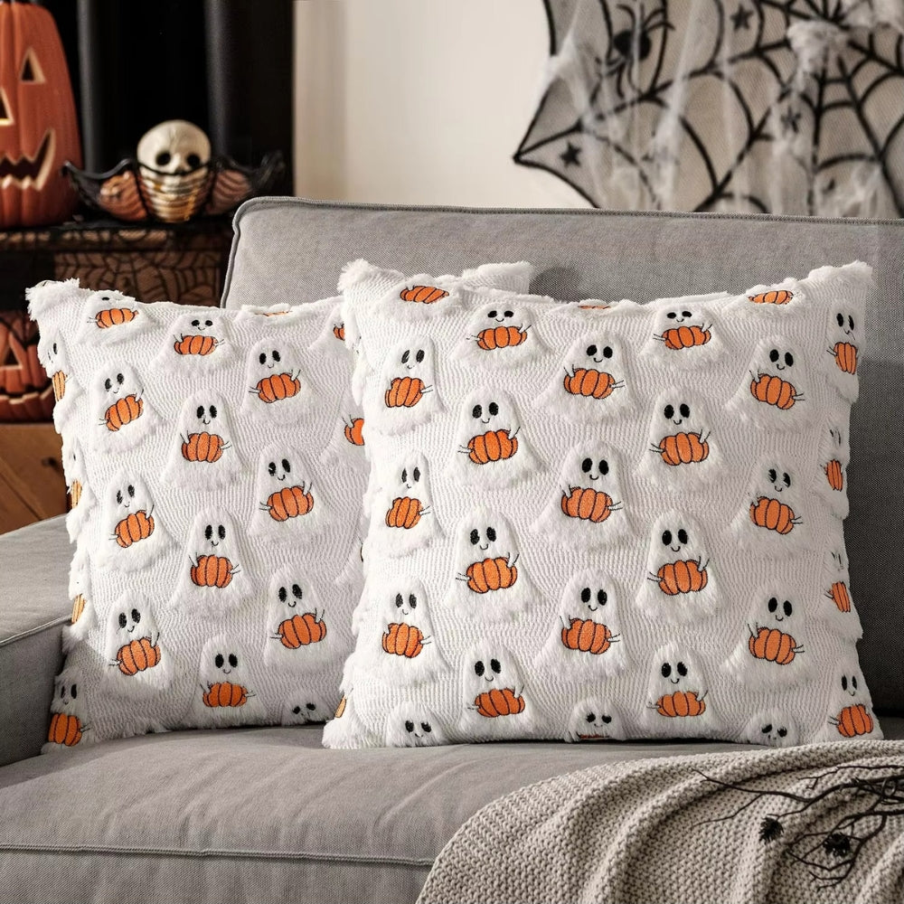 Faux Fleece Pumpkin Halloween Cushion Cover – image 3