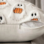 Faux Fleece Pumpkin Halloween Cushion Cover – image 6