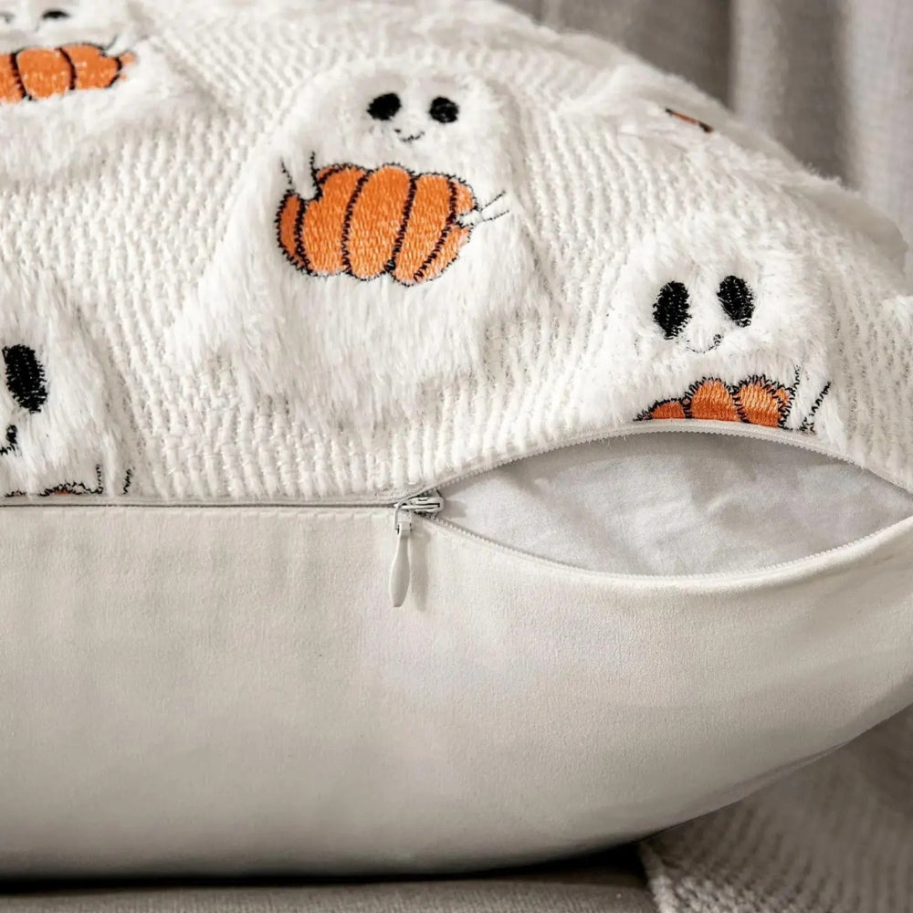 Faux Fleece Pumpkin Halloween Cushion Cover – image 6