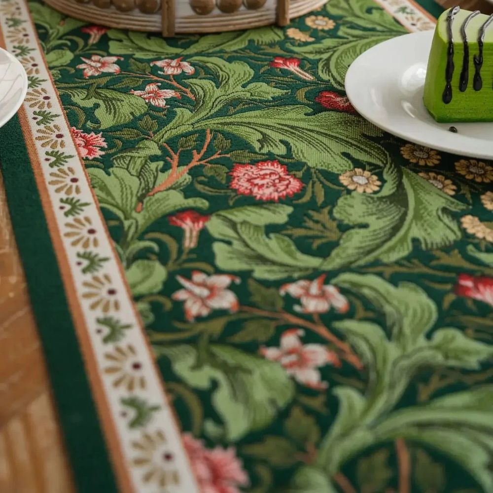 Floral Vine Embroidered Table Runner with Tassels - product view 10