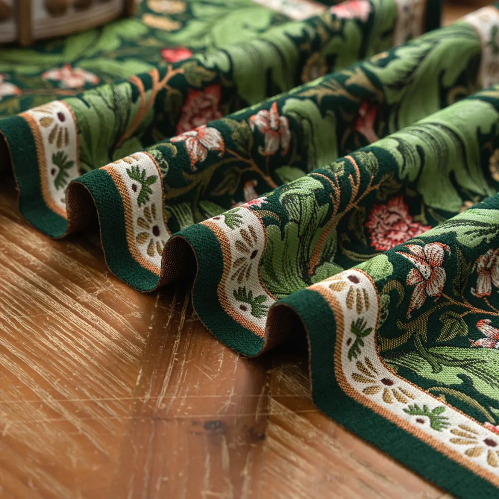 Floral Vine Embroidered Table Runner with Tassels - product view 5