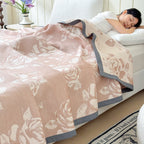 Pink Rose Cotton Blanket for Bed and Sofa - product view 2