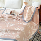 Pink Rose Cotton Blanket for Bed and Sofa - product view 1