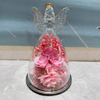 Flower Gift Glass Dome Preserved Rose Angel Light Display
