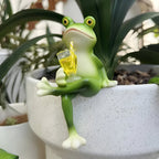 Garden Decor Frog Plant Pot Edge Hanging Ornament