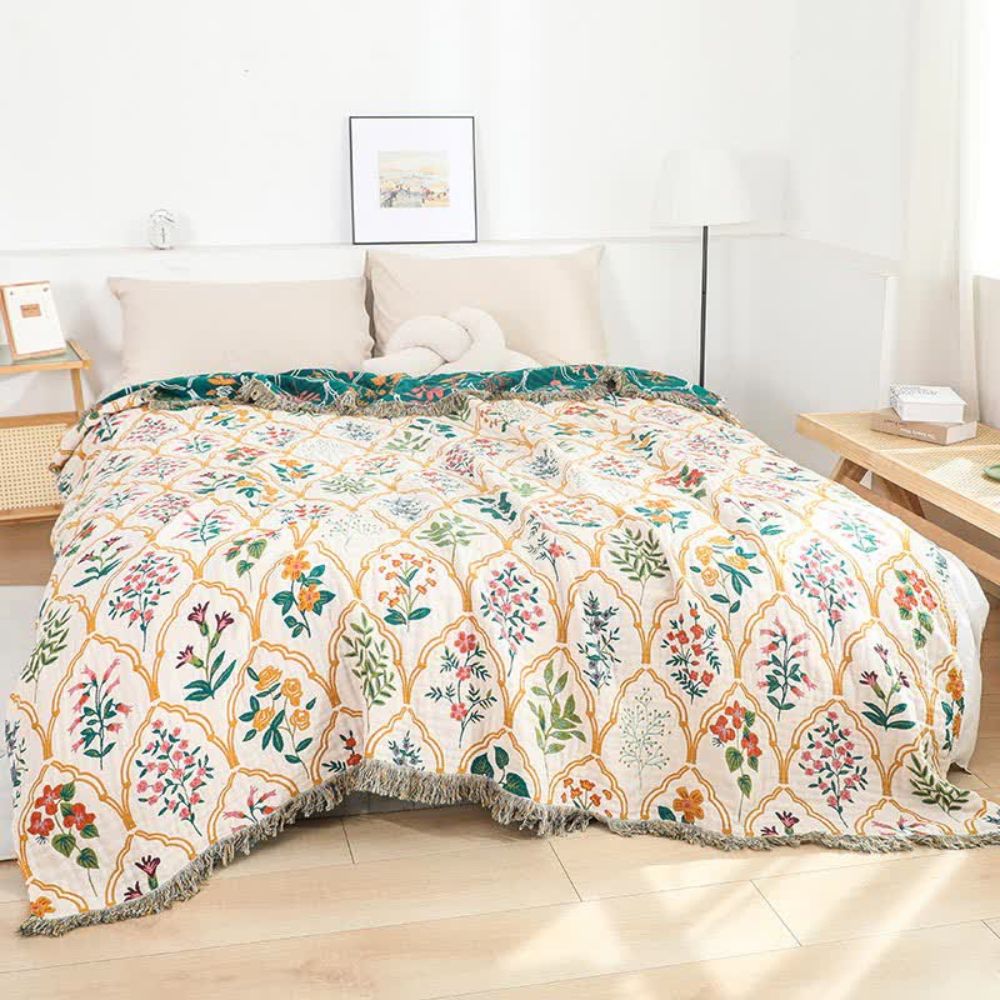 Garden Floral Cotton Blanket for Everyday Comfort - product view 2