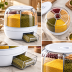 Grain Storage Container Airtight Compartment Lid Stackable