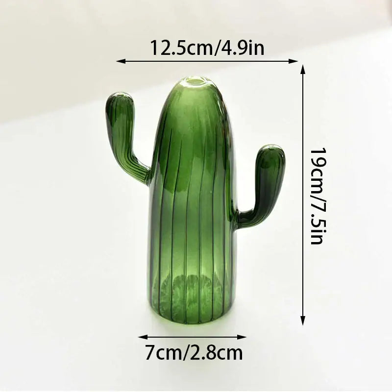 Ribbed Glass Cactus Vase for Flowers and Decorative Stems - product view 11