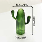 Ribbed Glass Cactus Vase for Flowers and Decorative Stems - product view 11