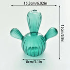 Ribbed Glass Cactus Vase for Flowers and Decorative Stems - product view 12