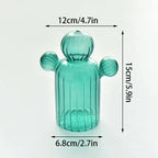 Ribbed Glass Cactus Vase for Flowers and Decorative Stems - product view 13