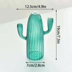 Ribbed Glass Cactus Vase for Flowers and Decorative Stems - product view 1