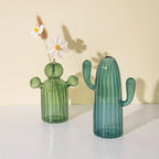 Ribbed Glass Cactus Vase for Flowers and Decorative Stems - product view 6
