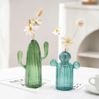 Ribbed Glass Cactus Vase for Flowers and Decorative Stems - product view 7