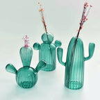 Ribbed Glass Cactus Vase for Flowers and Decorative Stems - product view 10