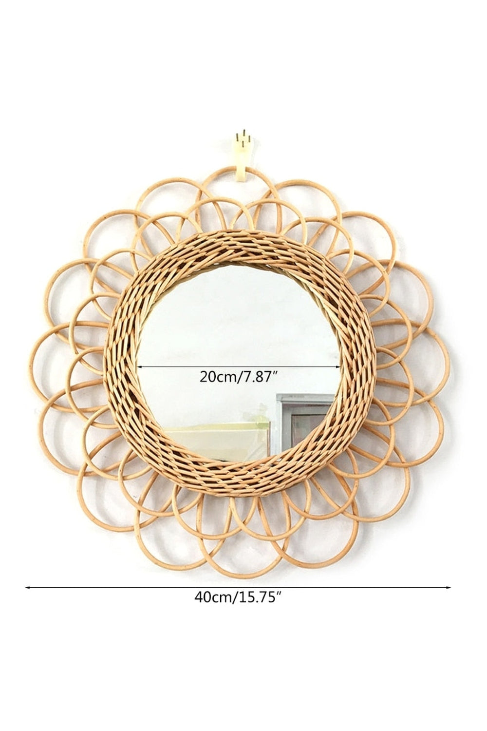 Round Rattan Decorative Wall Mirror, 40 cm