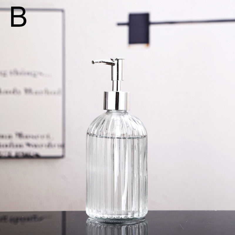 Textured Glass Pump Soap Dispenser, 400 mL – product image 7