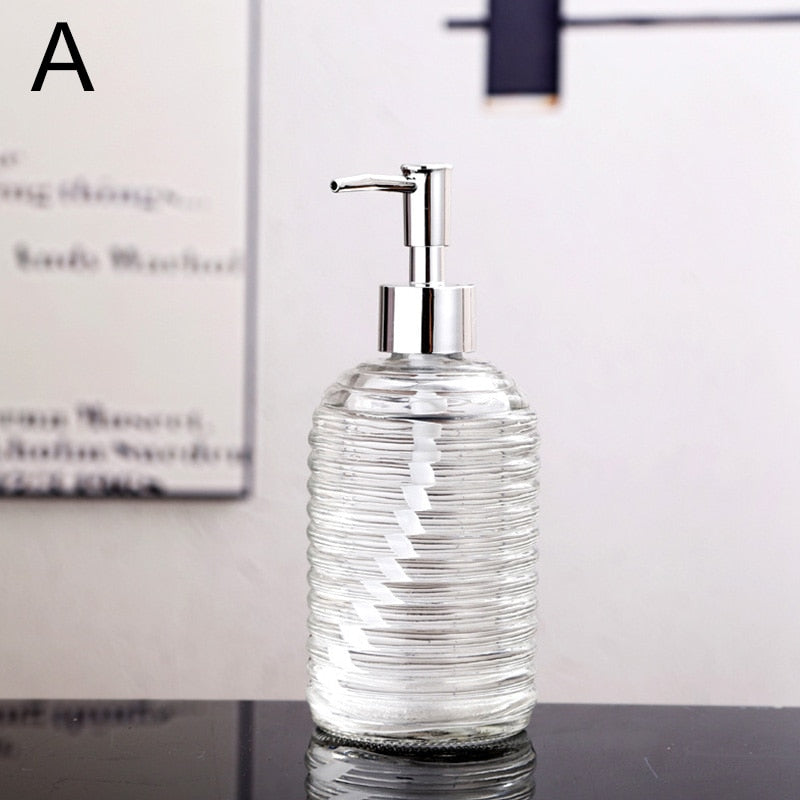 Textured Glass Pump Soap Dispenser, 400 mL – product image 1