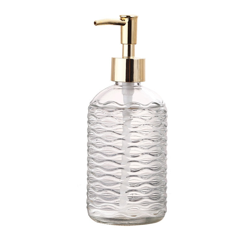 Textured Glass Pump Soap Dispenser, 400 mL – product image 6