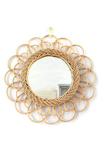 Round Rattan Decorative Wall Mirror, 40 cm