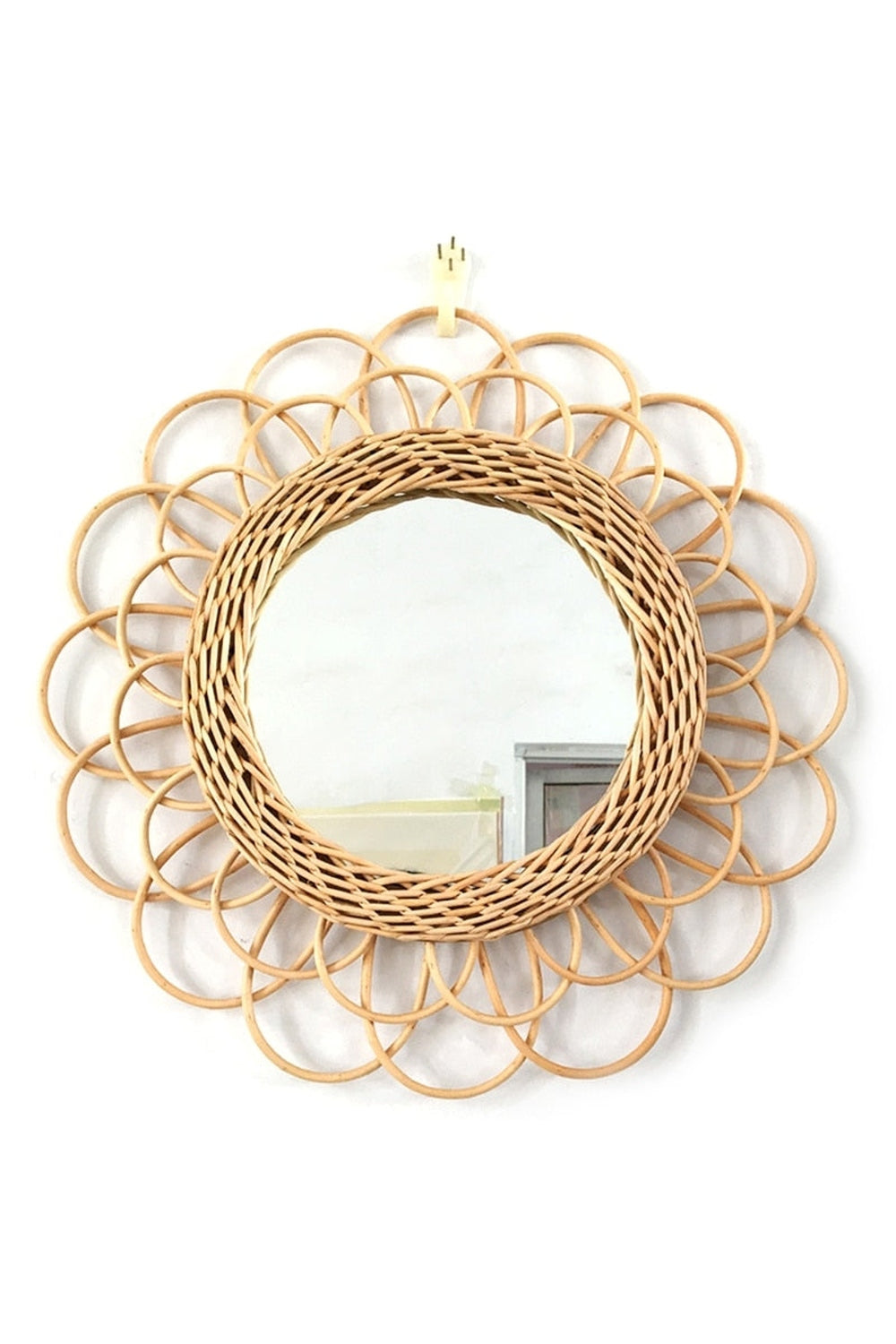 Round Rattan Decorative Wall Mirror, 40 cm