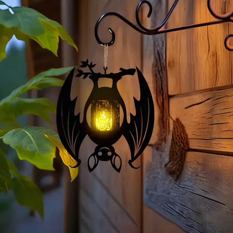 Gothic Bat Hanging Lantern Candle Holder, Halloween Decor - product view 1