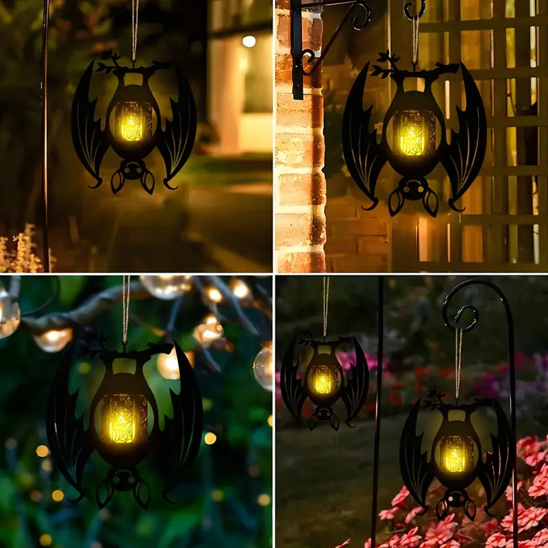 Gothic Bat Hanging Lantern Candle Holder, Halloween Decor - product view 2