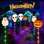 Halloween Solar Pathway Lights, Set of 6 Pumpkin Skull Ghost Stakes - product view 2