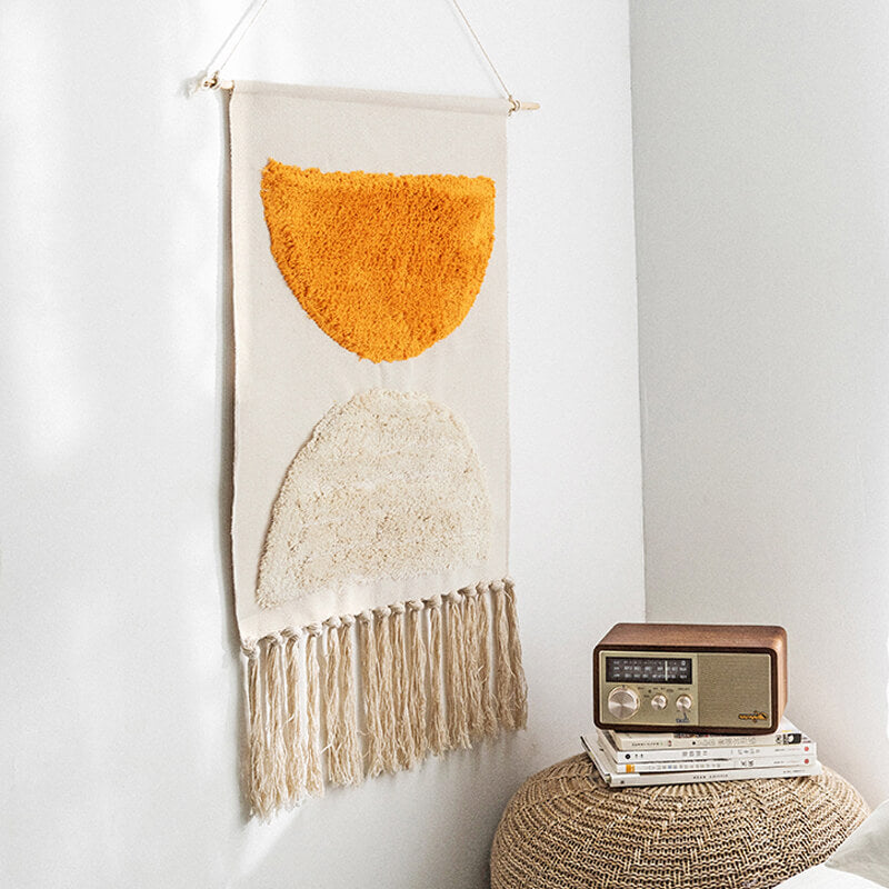 Geometric Woven Wall Hanging with Tassels