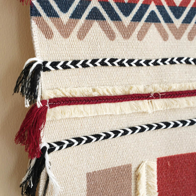 Geometric Woven Wall Hanging with Tassels