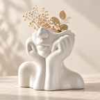 Handmade Decorative Vase Unique Face Sculpted Decor