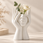 Handmade Decorative Vase Unique Face Sculpted Decor