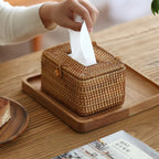 Handwoven Rattan Tissue Box Cover with Lid - product view 2