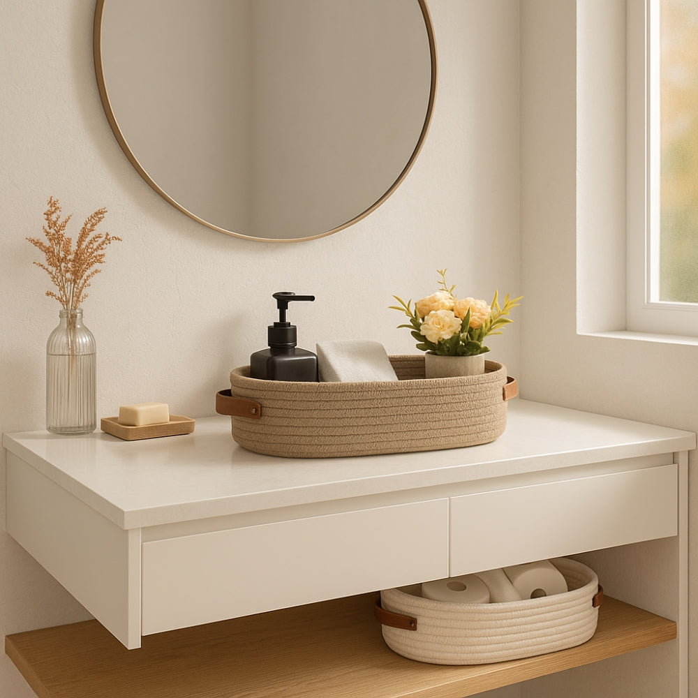 Woven-Look Storage Basket with Carry Handles - product view 6