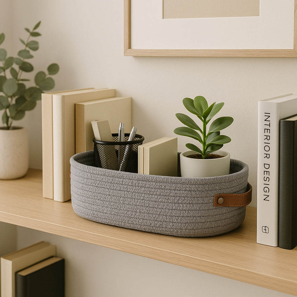 Woven-Look Storage Basket with Carry Handles - product view 5