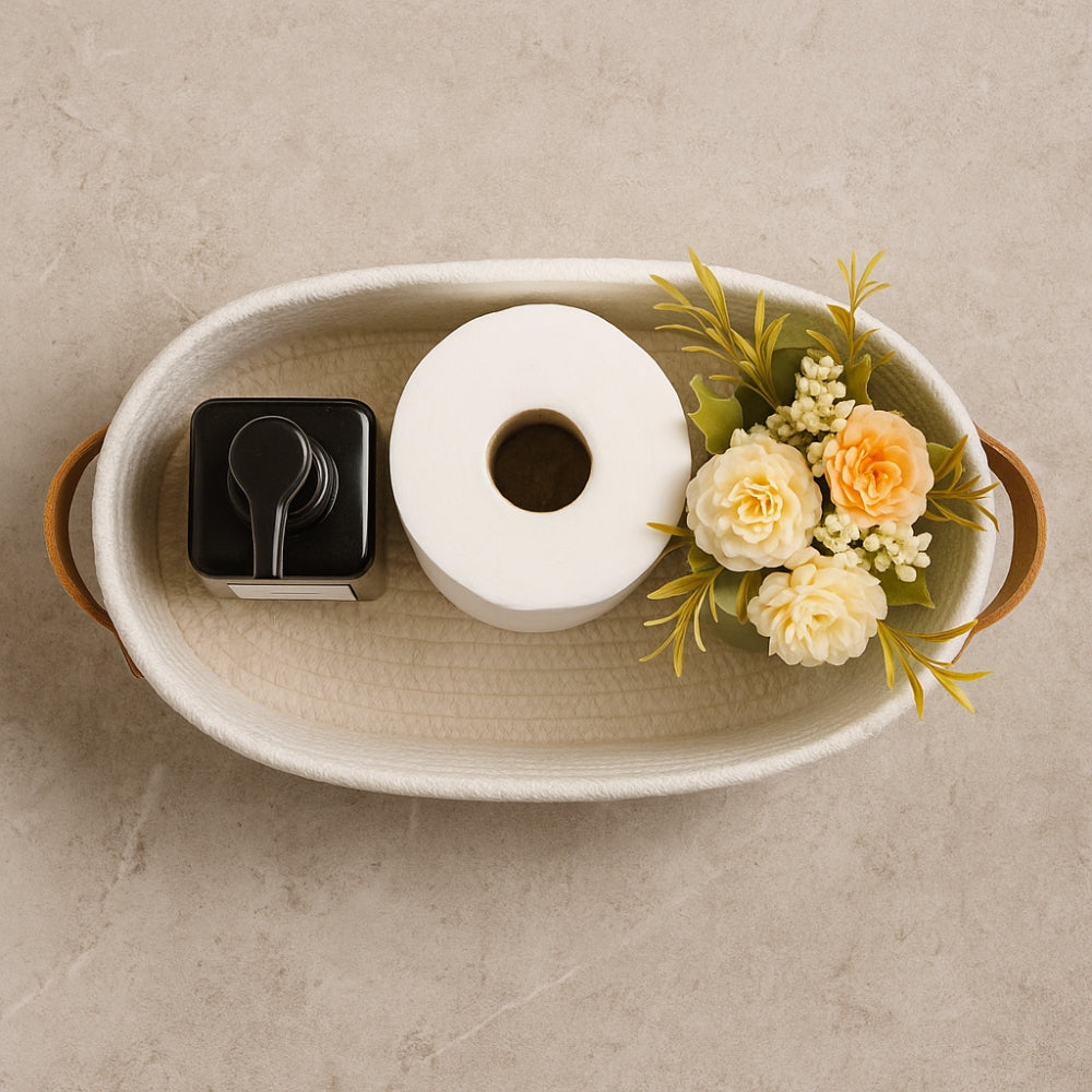 Woven-Look Storage Basket with Carry Handles - product view 4