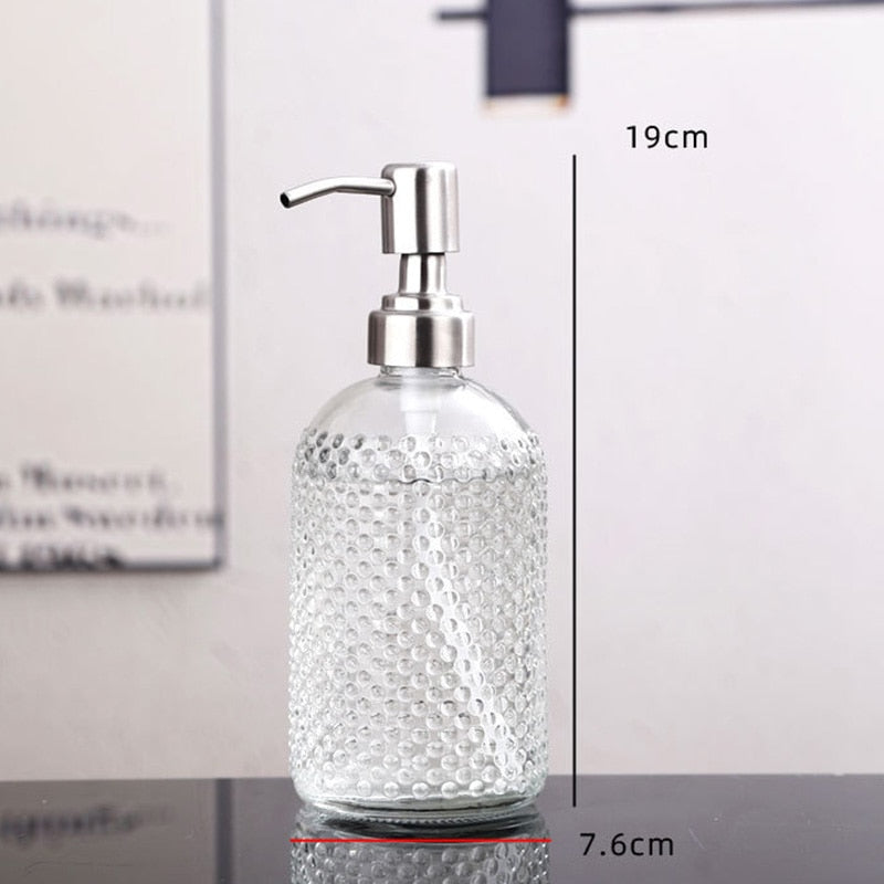 Textured Glass Pump Soap Dispenser, 400 mL – product image 4