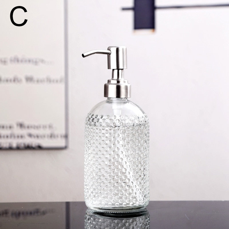 Textured Glass Pump Soap Dispenser, 400 mL – product image 8