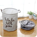 Grey Herringbone Foldable Laundry Basket – image 3