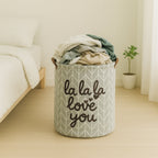 Grey Herringbone Foldable Laundry Basket – image 5