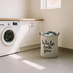 Grey Herringbone Foldable Laundry Basket – image 2