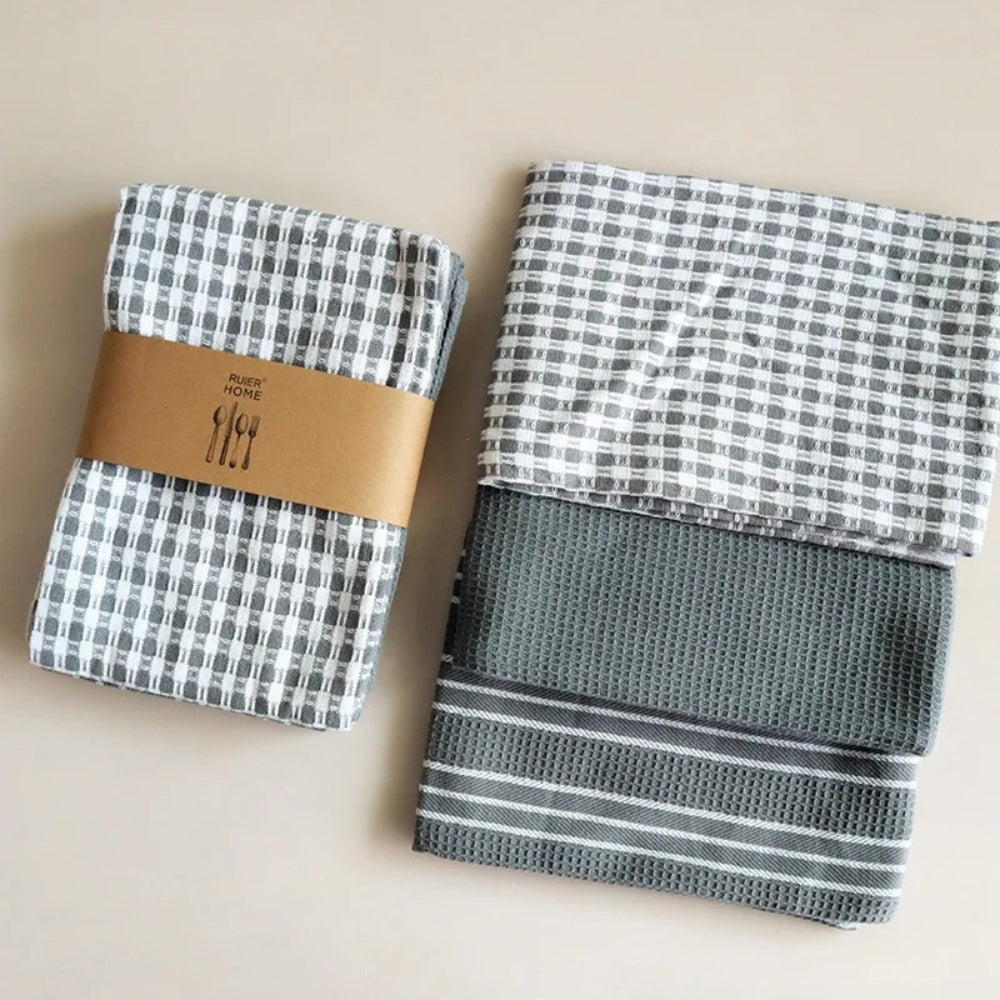 Kitchen Tea Towels, Set of 3 Absorbent Cleaning Cloths - product view 5