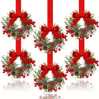 Mini Christmas Wreaths with Red Bows & Pinecones, Set of 6 - product view 7