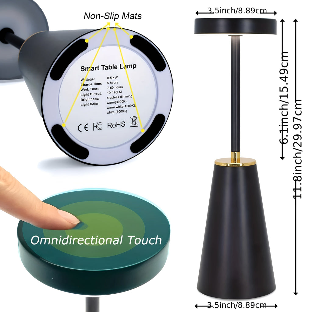 Slim Rechargeable Table Lamp, 3-Colour Touch-Dimmable LED Light - product view 7