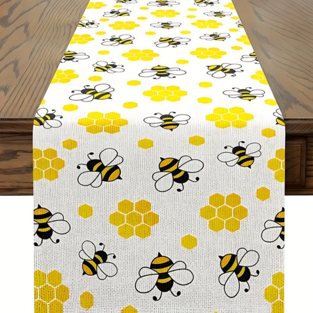 Bee and Honeycomb Linen Table Runner - product view 2