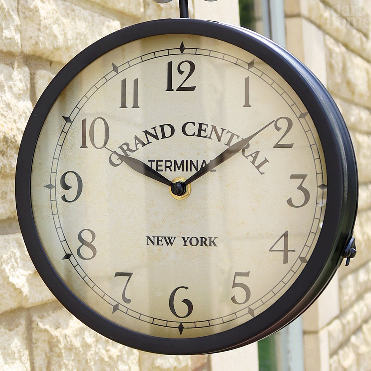 Black Double Sided Railway Outdoor Clock