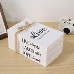 Decorative Book Stack, Rustic Wooden Shelf Ornament - product view 3