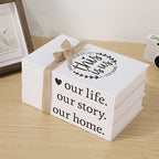 Decorative Book Stack, Rustic Wooden Shelf Ornament - product view 6